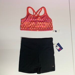 Gap Kids Gapfit XXL 13 yrs Black Bike Gym shorts with pockets bra top NWT NEW